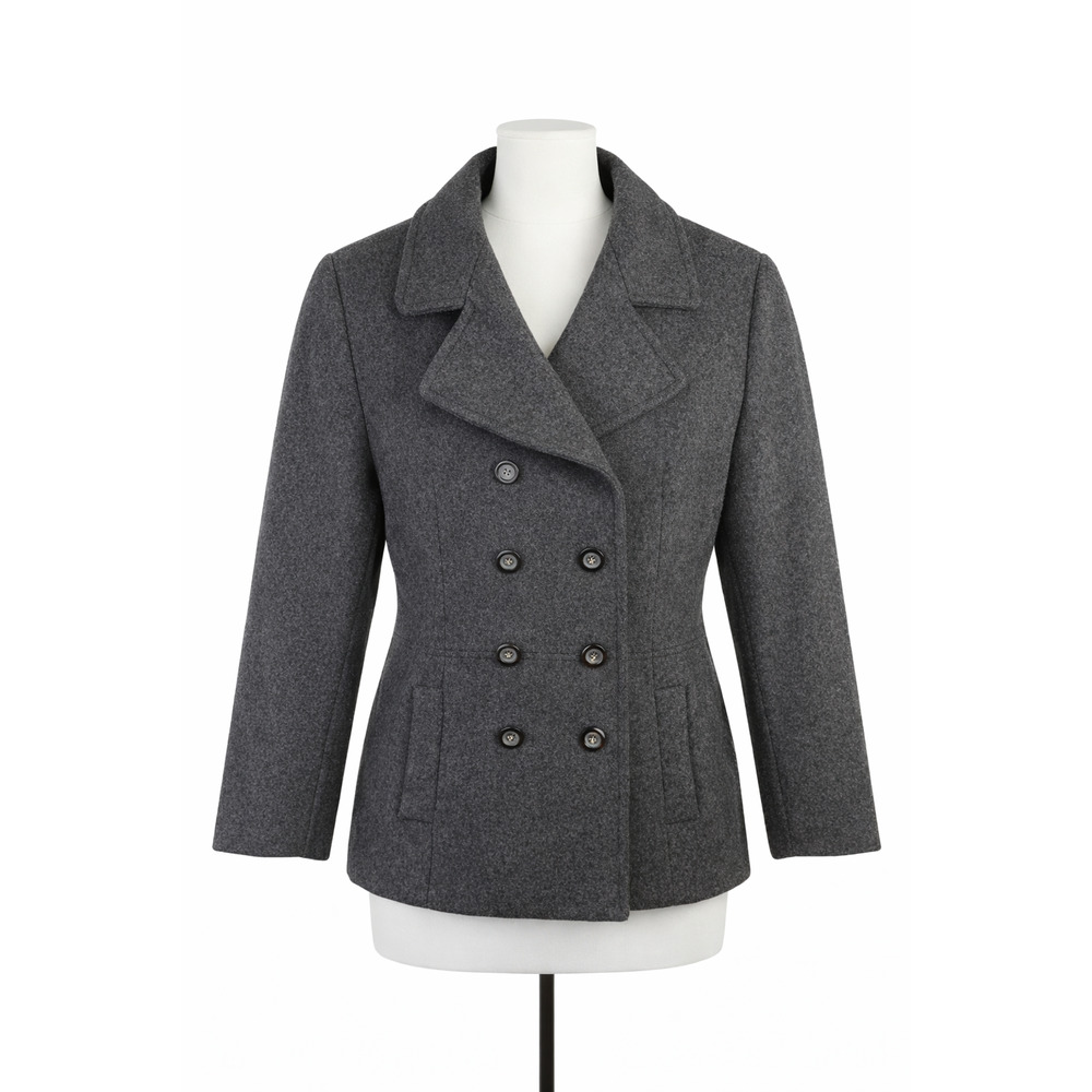 Vintage MDP Mario De Pinto Gray Wool Peacoat Double Breasted USA Est Large